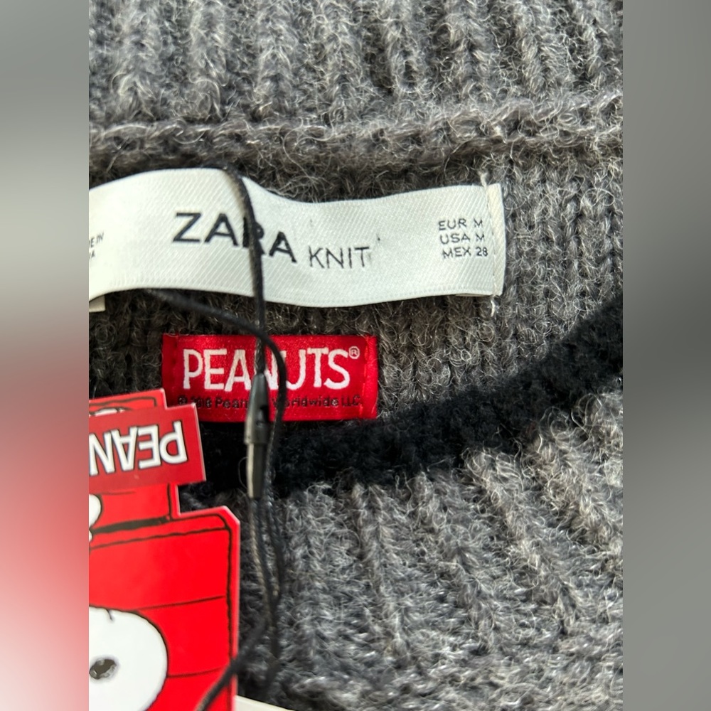 NWT Graphic Zara Knit x Peanuts Woodstock oversized knit sweater-repaired - Picture 9 of 15